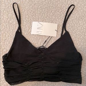 ZARA gathered V-neck crop top